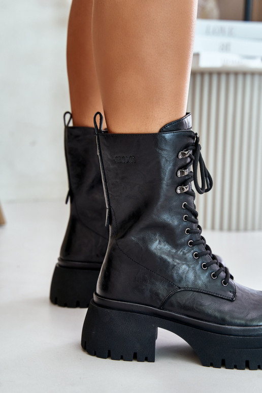 Peau Bottines de travail Féminin réchauffer GOE OO2N4121 couleur noire