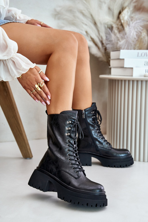 Peau Bottines de travail Féminin réchauffer GOE OO2N4121 couleur noire