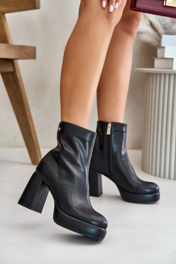Bottines en cuir avec talons GOE OO2N4166-IN2 noires 2