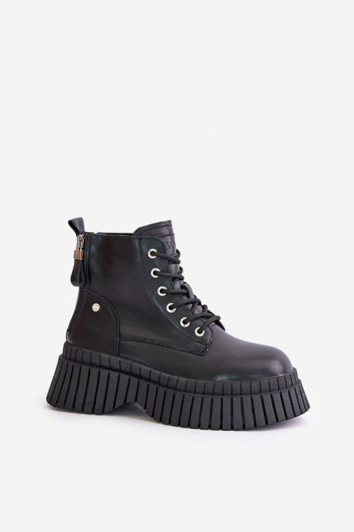 réchauffer Peau Bottes chaussures avec des semelles massives à la mode GOE OO2N4126 couleur noire