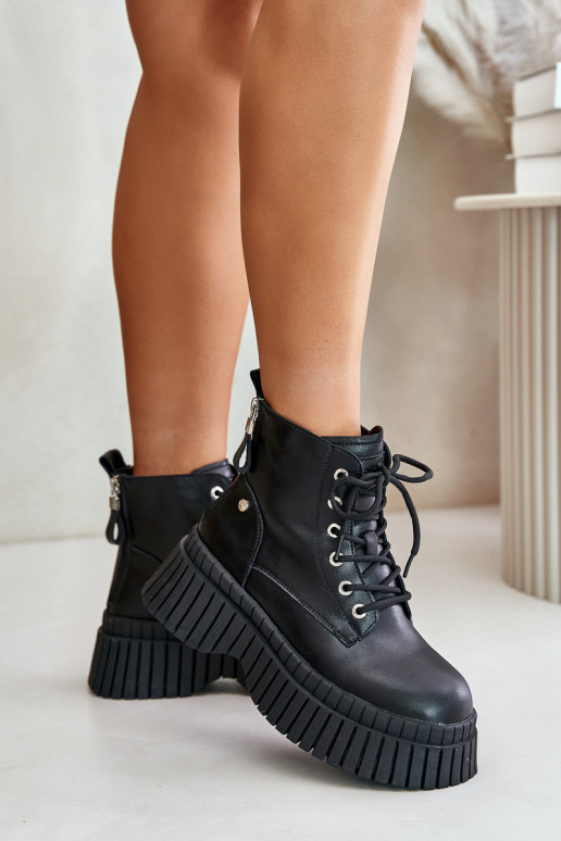 réchauffer Peau Bottes chaussures avec des semelles massives à la mode GOE OO2N4126 couleur noire