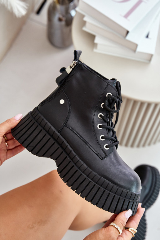 réchauffer Peau Bottes chaussures avec des semelles massives à la mode GOE OO2N4126 couleur noire