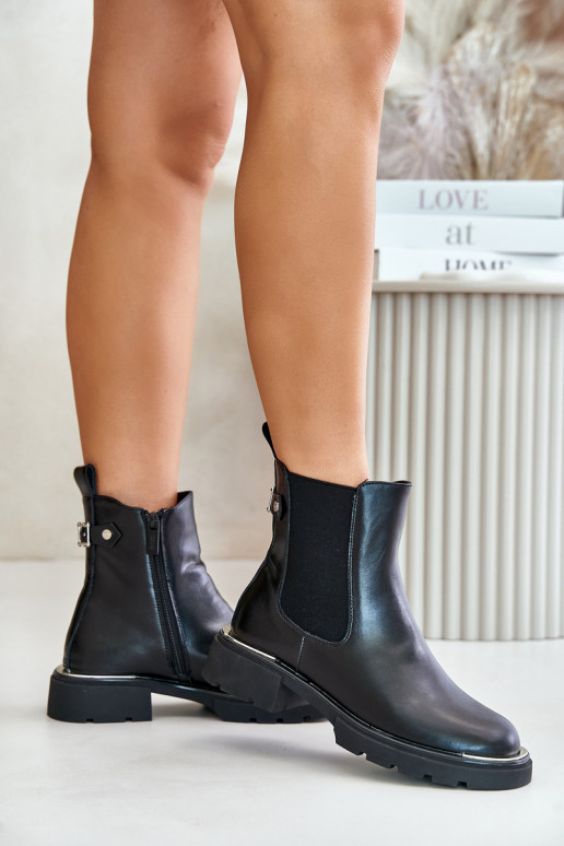 Peau bottes élégantes Au Château GOE OO2N4147-E2 couleur noire