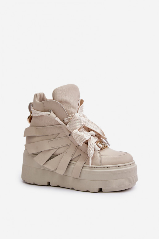 Peau Chaussures modèle baskets Féminin avec une plateforme CheBello 4561 beige Peau Chaussures modèle baskets Féminin avec une plateforme CheBello 4561 beige