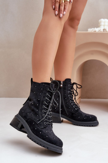 Bottines de travail isolées et décorées pour femmes D&A MR880-017 noires