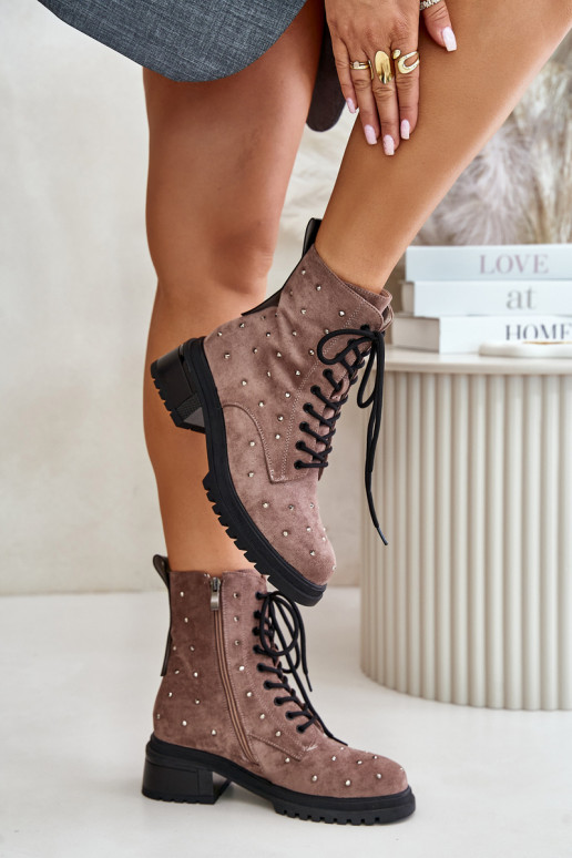 Décoré Bottines de travail Féminin réchauffer D&A MR880-017 couleur argile Décoré Bottines de travail Féminin réchauffer D&A MR880-017 couleur argile