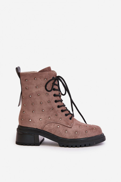 Décoré Bottines de travail Féminin réchauffer D&A MR880-017 couleur argile Décoré Bottines de travail Féminin réchauffer D&A MR880-017 couleur argile