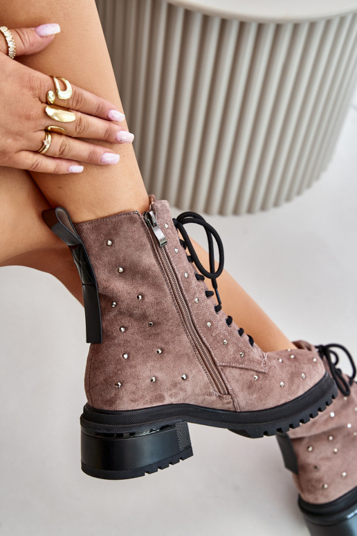 Décoré Bottines de travail Féminin réchauffer D&A MR880-017 couleur argile Décoré Bottines de travail Féminin réchauffer D&A MR880-017 couleur argile