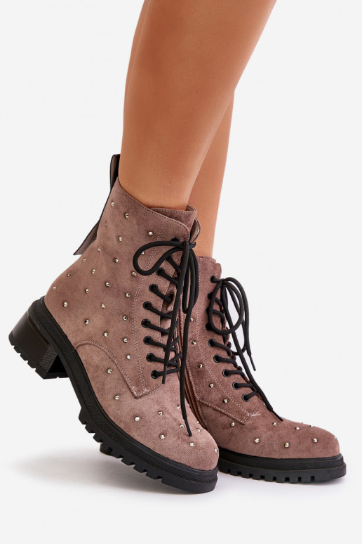 Décoré Bottines de travail Féminin réchauffer D&A MR880-017 couleur argile Décoré Bottines de travail Féminin réchauffer D&A MR880-017 couleur argile