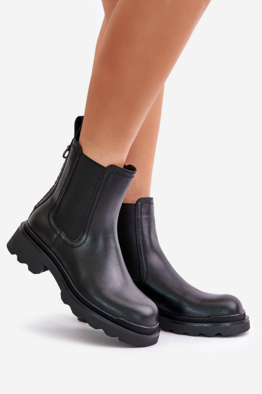 Peau bottes élégantes Avec une chaîne décorative réchauffer D&A JC42-86 couleur noire Peau bottes élégantes Avec une chaîne décorative réchauffer D&A JC42-86 couleur noire