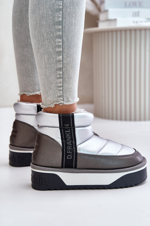 Faible Bottes de neige Sur une semelle épaisse D.Franklin DFSH371010 couleur argent Faible Bottes de neige Sur une semelle épaisse D.Franklin DFSH371010 couleur argent