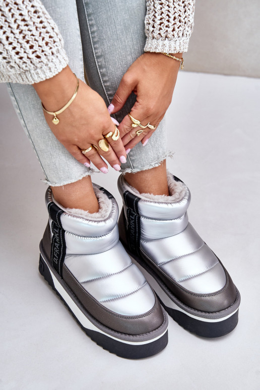 Faible Bottes de neige Sur une semelle épaisse D.Franklin DFSH371010 couleur argent Faible Bottes de neige Sur une semelle épaisse D.Franklin DFSH371010 couleur argent