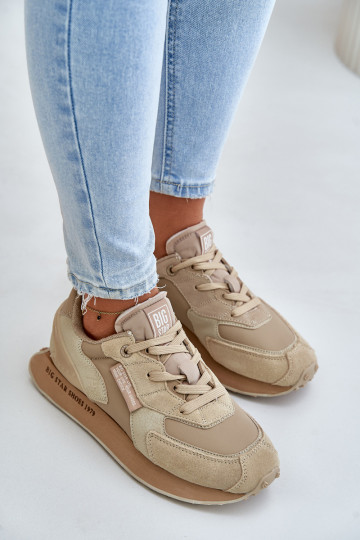 Peau Chaussures modèle baskets Féminin Big Star OO274564 Hi-Poly System beige
