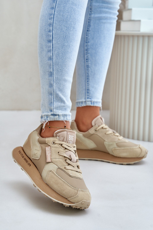 Peau Chaussures modèle baskets Féminin Big Star OO274564 Hi-Poly System beige