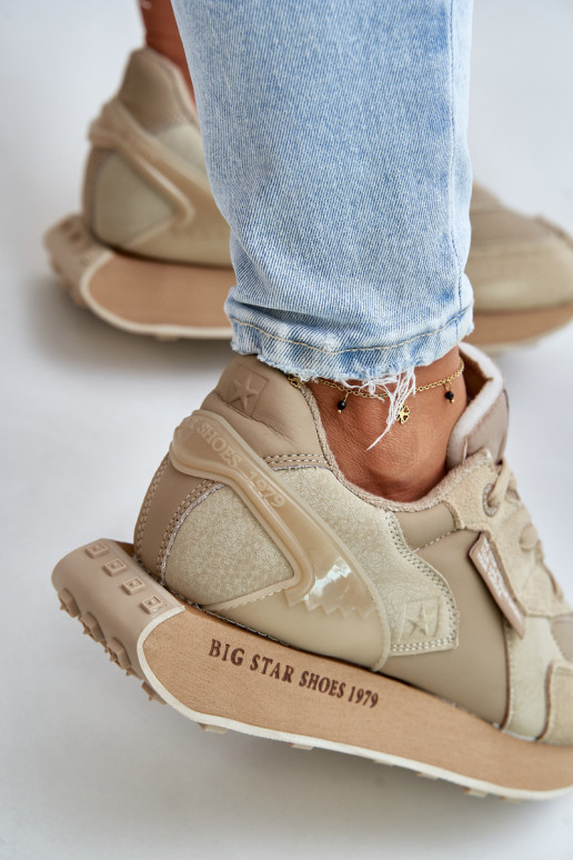 Peau Chaussures modèle baskets Féminin Big Star OO274564 Hi-Poly System beige