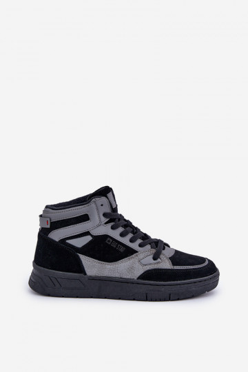 Chaussures en daim de style sportif pour hommes Big Star OO174303 Hi-Poly System noires et grises 2