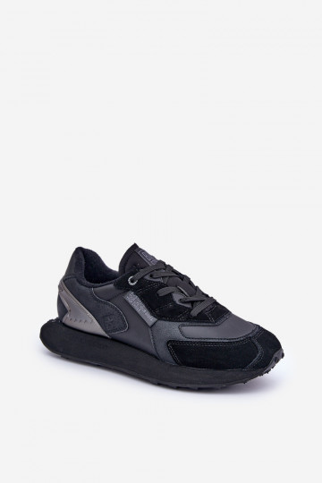Baskets en cuir de style sportif pour hommes Big Star OO174297 Hi-Poly System couleur noire