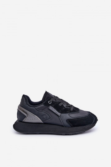 Baskets en cuir de style sportif pour hommes Big Star OO174297 Hi-Poly System couleur noire 2