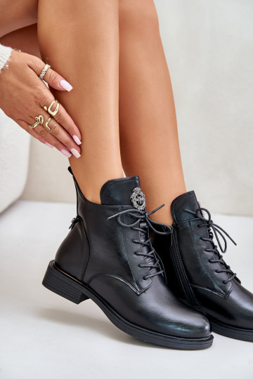 Bottines chaudes avec talons larges et ornements Leonise couleur noire 2