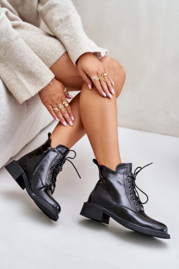 Bottines en cuir verni chaudes Bellani couleur noire