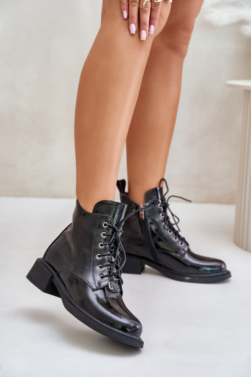 Bottines en cuir verni chaudes Bellani couleur noire 2
