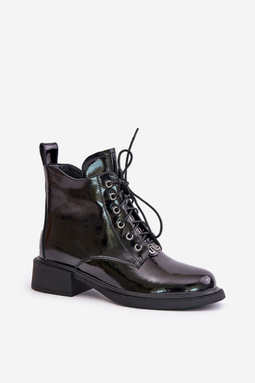 Peau avec effet vernis Bottes avec échauffement couleur noire Bellani Peau avec effet vernis Bottes avec échauffement couleur noire Bellani