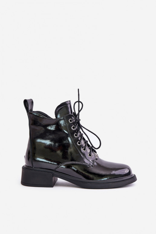 Peau avec effet vernis Bottes avec échauffement couleur noire Bellani Peau avec effet vernis Bottes avec échauffement couleur noire Bellani