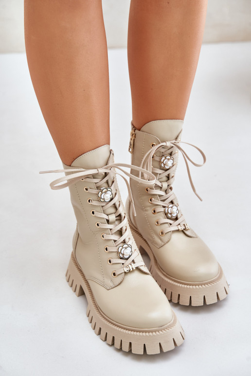 Peau Bottines de travailPrzypinkami Au Château CheBello 4553 beige