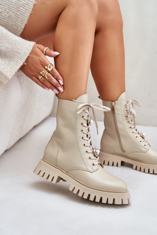 Peau Bottines de travailPrzypinkami Au Château CheBello 4553 beige