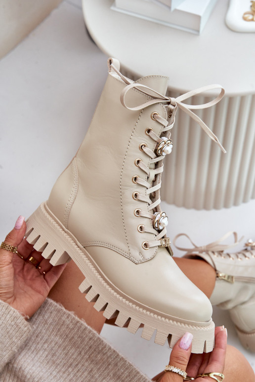 Peau Bottines de travailPrzypinkami Au Château CheBello 4553 beige