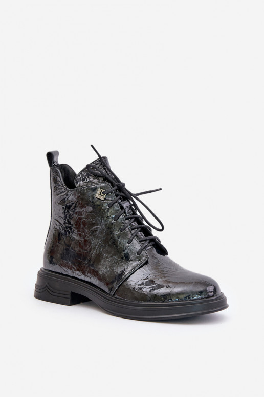 Peau avec effet vernis Bottes pour femmes réchauffer Au Château D&A LZ42-042 Noir et-couleur grise Peau avec effet vernis Bottes pour femmes réchauffer Au Château D&A LZ42-042 Noir et-couleur grise