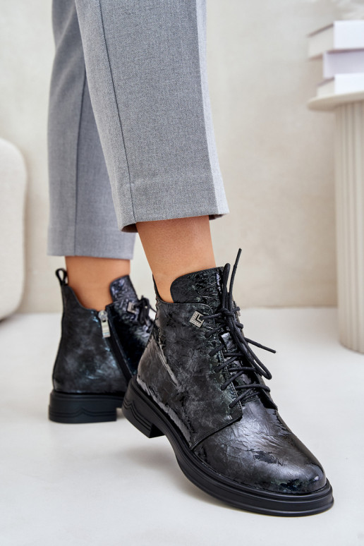 Peau avec effet vernis Bottes pour femmes réchauffer Au Château D&A LZ42-042 Noir et-couleur grise Peau avec effet vernis Bottes pour femmes réchauffer Au Château D&A LZ42-042 Noir et-couleur grise