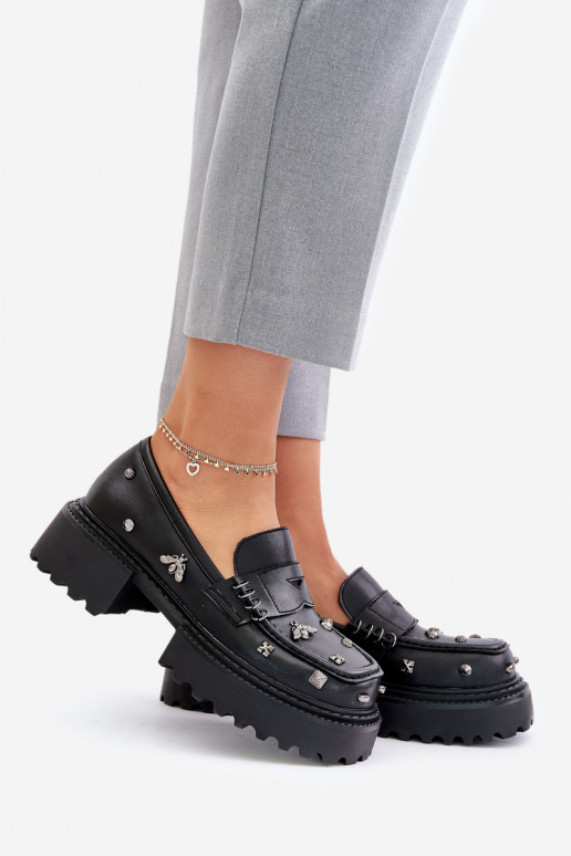 Peau chaussures Féminin avec de beaux détails D&A MR880-102 couleur noire Peau chaussures Féminin avec de beaux détails D&A MR880-102 couleur noire