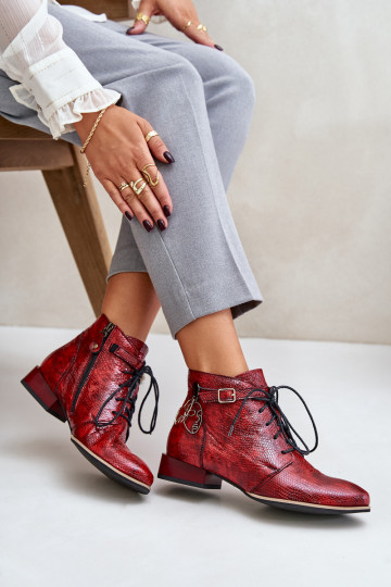 Féminin Peau avec effet vernis Bottes Chaussure Il fautciejka 5743A-08 couleur rouge