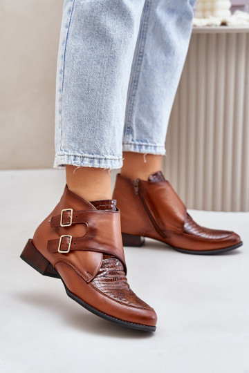 Peau Bottes Sur un talon bas avec boucles Il fautciejka 06696-02 marron 2