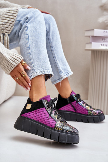 Baskets en cuir de style sportif avec plateforme Tai Turiciejka 06767-15, couleur rose