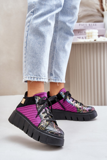 Peau Chaussures modèle baskets avec une plateforme Il fautciejka 06767-15 couleur rose 2