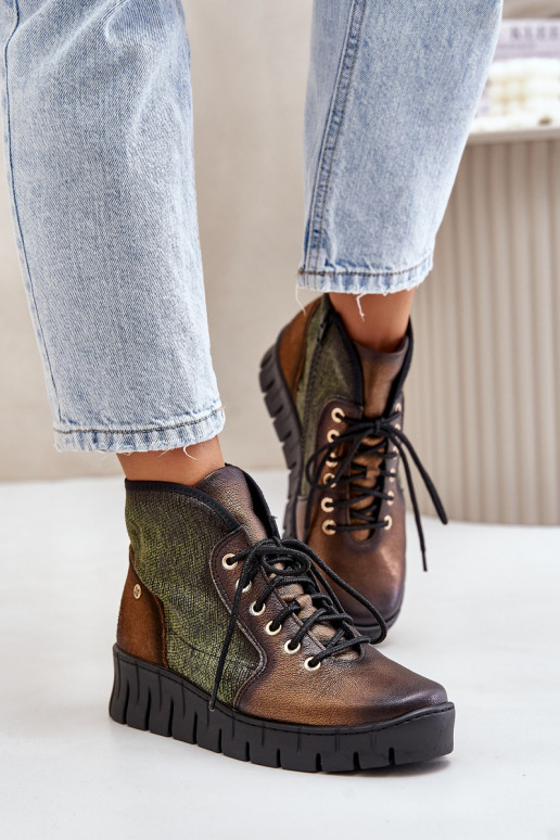 Peau Botket plateforme I Koturnie Il fautciejka 06702-09 vert-couleur dorée