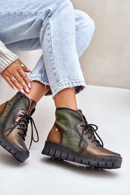 Peau Botket plateforme I Koturnie Il fautciejka 06702-09 vert-couleur dorée