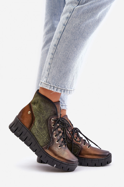 Peau Botket plateforme I Koturnie Il fautciejka 06702-09 vert-couleur dorée