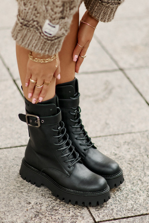 réchauffer Bottines de travail avec boucles Big Star OO274137 couleur noire