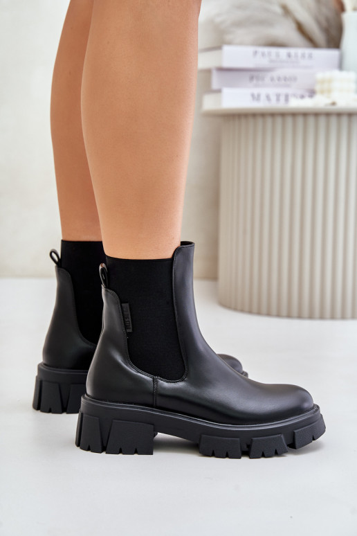 réchauffer Un modèle convaincant bottes élégantes en cuir écologique Big Star MM274071 couleur noire