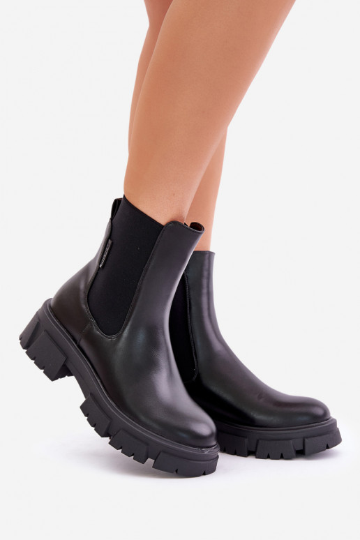 réchauffer Un modèle convaincant bottes élégantes en cuir écologique Big Star MM274071 couleur noire