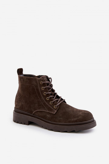 Bottines en daim doublées pour hommes À Pilį Big Star OO174229, couleur marron