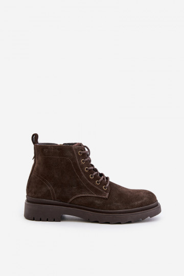 Bottines en daim doublées pour hommes À Pilį Big Star OO174229, couleur marron 2