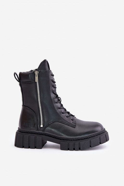 réchauffer Bottines de travail Féminin en cuir écologique Big Star MM274578 couleur noire