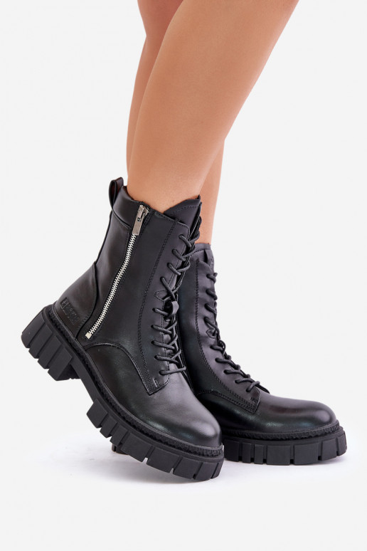 réchauffer Bottines de travail Féminin en cuir écologique Big Star MM274578 couleur noire