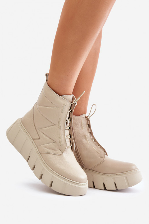 Zazoo 60472 Peau Bottes avec une plateforme I Koturnie beige Zazoo 60472 Peau Bottes avec une plateforme I Koturnie beige