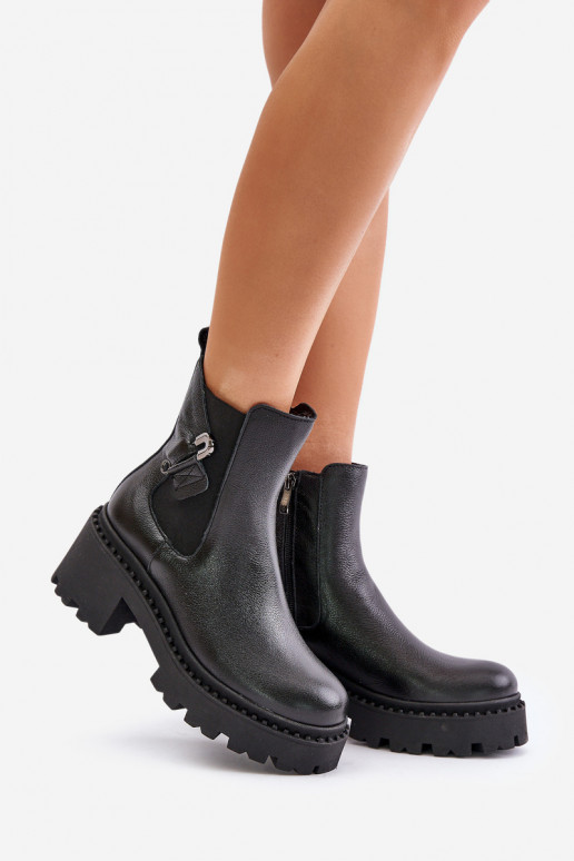 Zazoo 60490 Peau réchauffer Bottes avec des ornements couleur noire Zazoo 60490 Peau réchauffer Bottes avec des ornements couleur noire