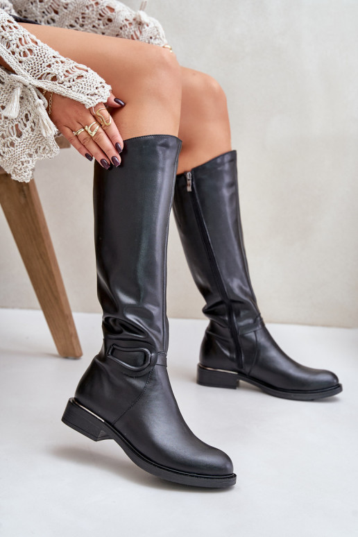 Zazoo 70140 Peau bottes pour femmes Contre la route réchauffer couleur noire Zazoo 70140 Peau bottes pour femmes Contre la route réchauffer couleur noire